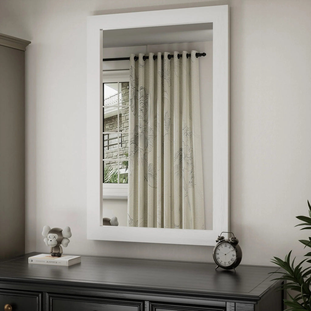 Rectangular Wall Mirror With Wood Frame, 18 x 26 in, 22 x 30 in, 24 x 36 in, or 40 x 26 in - Multiple Sizes