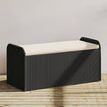 vidaXL Outdoor Poly Rattan Storage Bench With Cushion, Black, 45.3 x 20.1 x 20.5 in