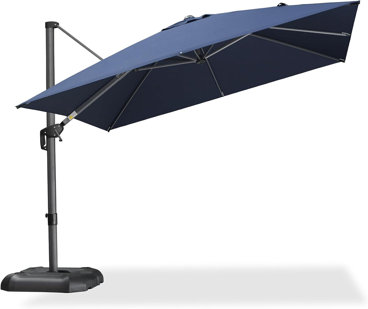 PURPLE LEAF 10 Feet Square Patio Cantilever Umbrella, Navy Blue