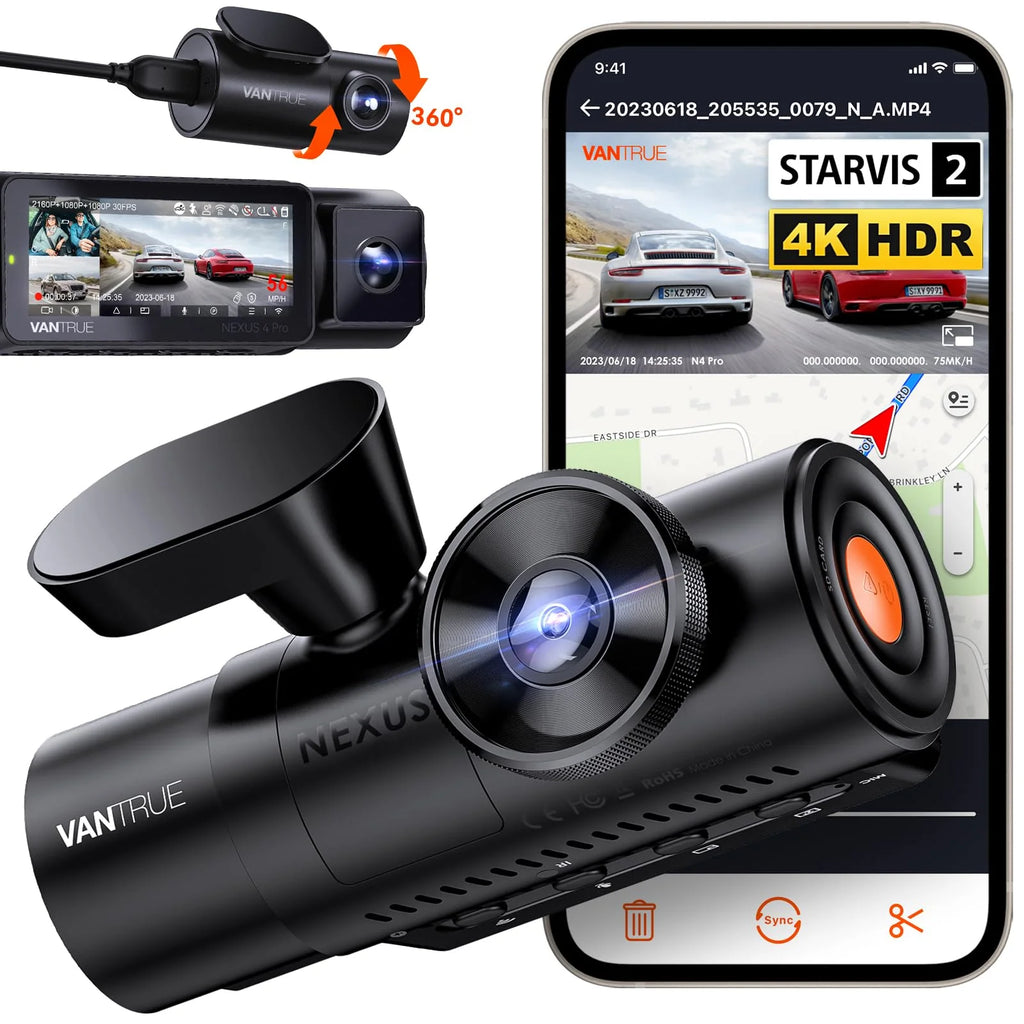 Vantrue 3-Channel 4K WiFi Dash Cam - N4 Pro