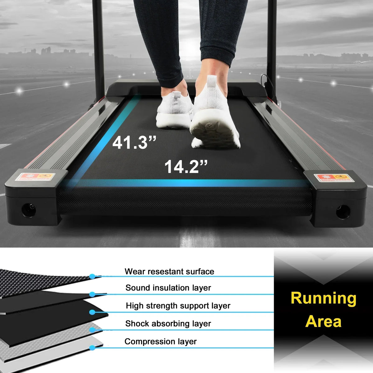 FYC Folding Treadmill With Incline, 2.5HP Motor, 220 LBS Capacity