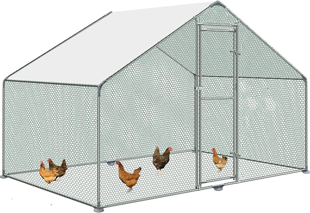 Metal Walk-In Chicken Run Cage With Cover, 10'L X 6.6'W X 6.56'H
