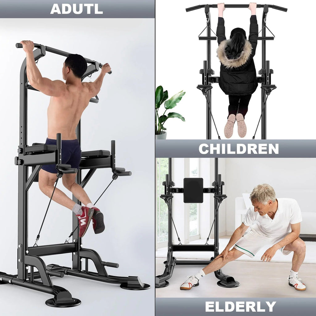 Tappio Power Tower Dip Bar Station Pull Up Bar Stand With Backrest, 400lb Capacity