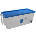 HART 200 Quart Latching Rolling Plastic Storage Bin Container With Pull Handle - Clear