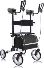BEYOUR WALKER Upright Rollator Walker With 10 in Front Wheels, Seat, Armrests And 300 Pounds Capacity - White