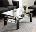 SEGMART Glass Coffee Table With Lower Shelf, 39.4 x 24 x 17.7 in - L5509