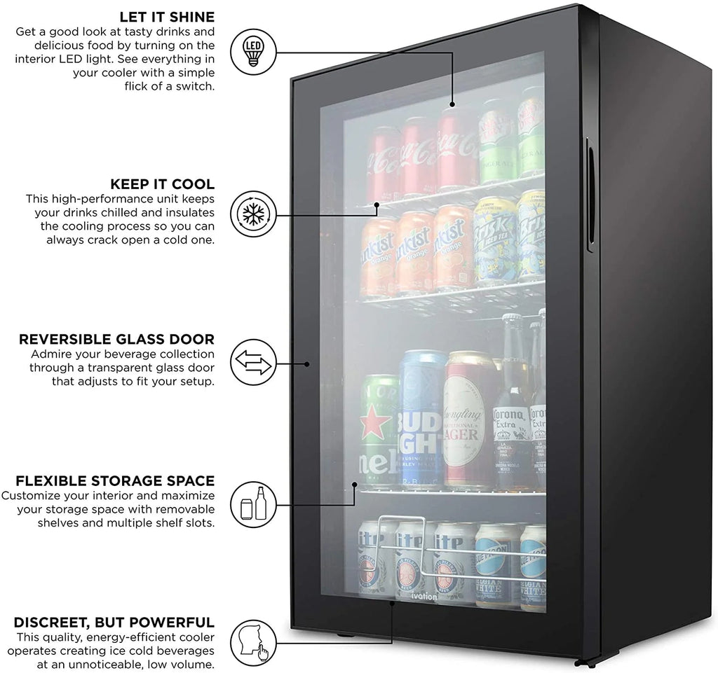 Ivation Freestanding Wine Cellar Mini Fridge, 101-Bottle, Stainless Steel