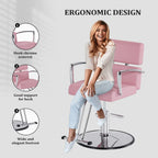 OmySalon Salon Chair With Hydraulic Pump, Pink, 360 Degree Swivel
