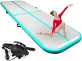 FBSPORT Inflatable Gymnastics Tumbling Mat 20 ft x 3ft x 4 in Green