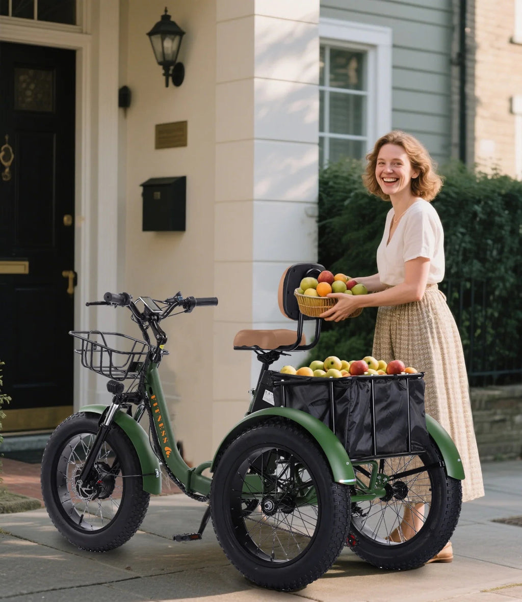 YEBEI Folding Electric Tricycle for Adults, 500W Motor, 48V15AH Lithium Battery, 20 x 4.0 in Fat Tires