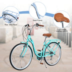Pregoods Shop 26 Inch Women's Cruiser Bicycle, Shimano 7 Speed, Green