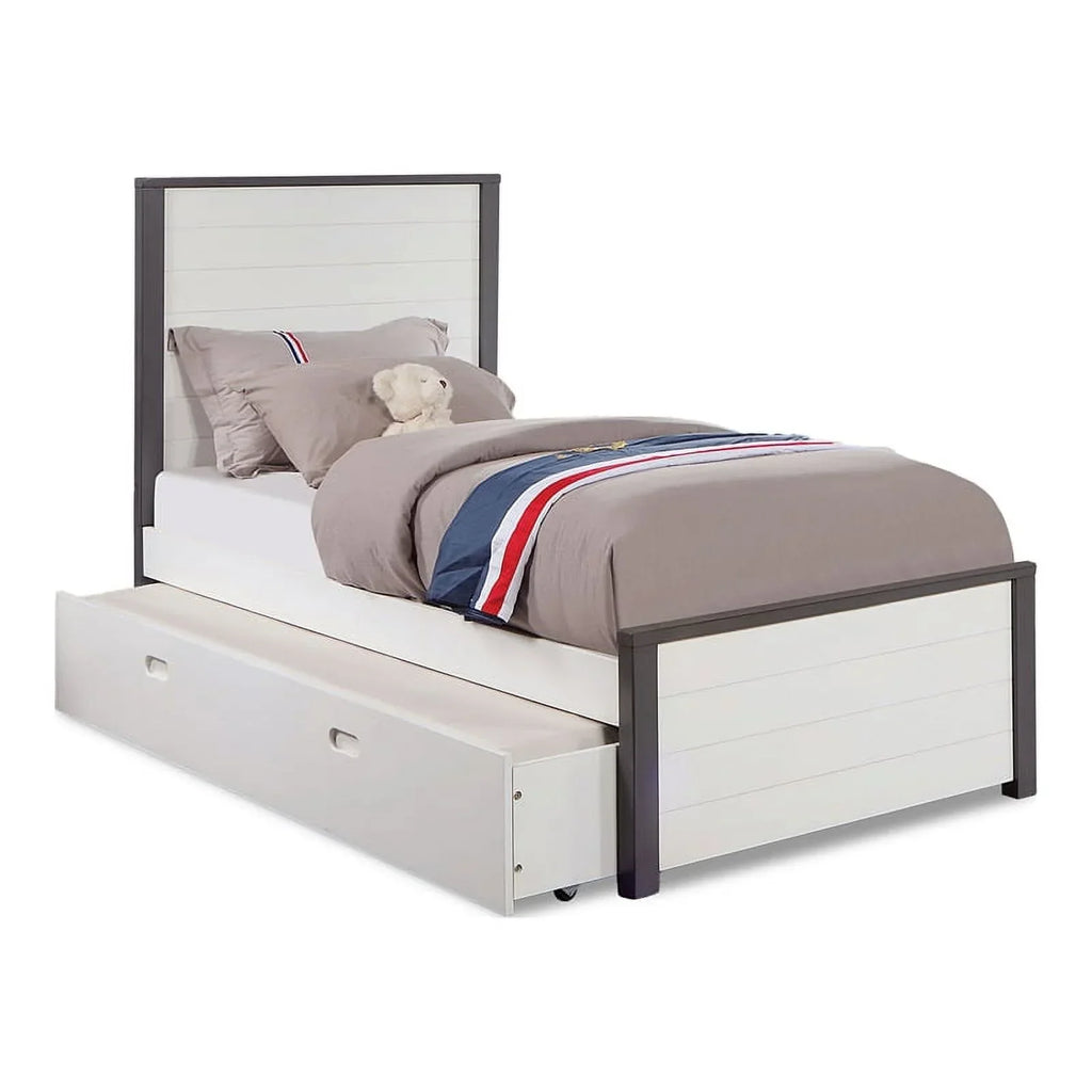 Furniture of America Wood Full Bed With Trundle, White And Gray - Acres