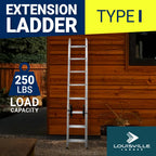 Louisville Ladder 16-Foot Aluminum Extension Ladder, 250-Pound Load Capacity, Type I - AE3216