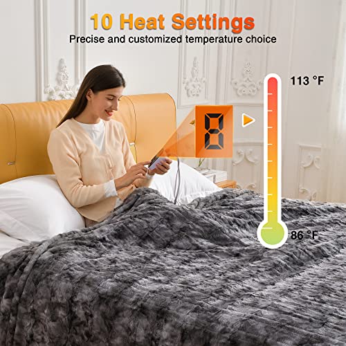 WOOMER Heated Blanket King Size 90 x 100 in Marble Grey