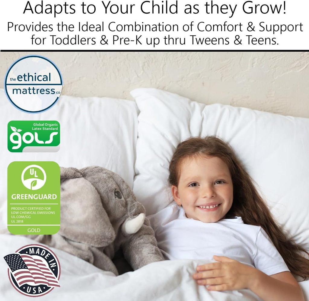 Ethical Mattress CO 6 in Kids Mattress With Organic Cotton, Wool, Latex And Pocketed Coils - Twin Size