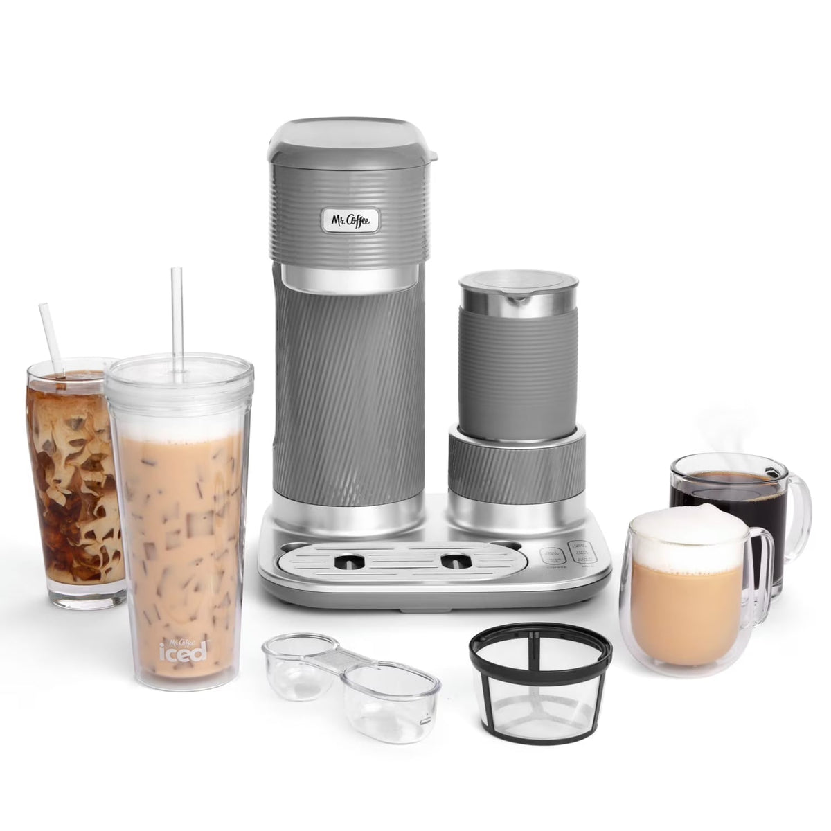 Mr. Coffee Single-Serve Latte Lux Coffee Maker With Milk Frother, 4-in-1, 22 oz Reusable Tumbler