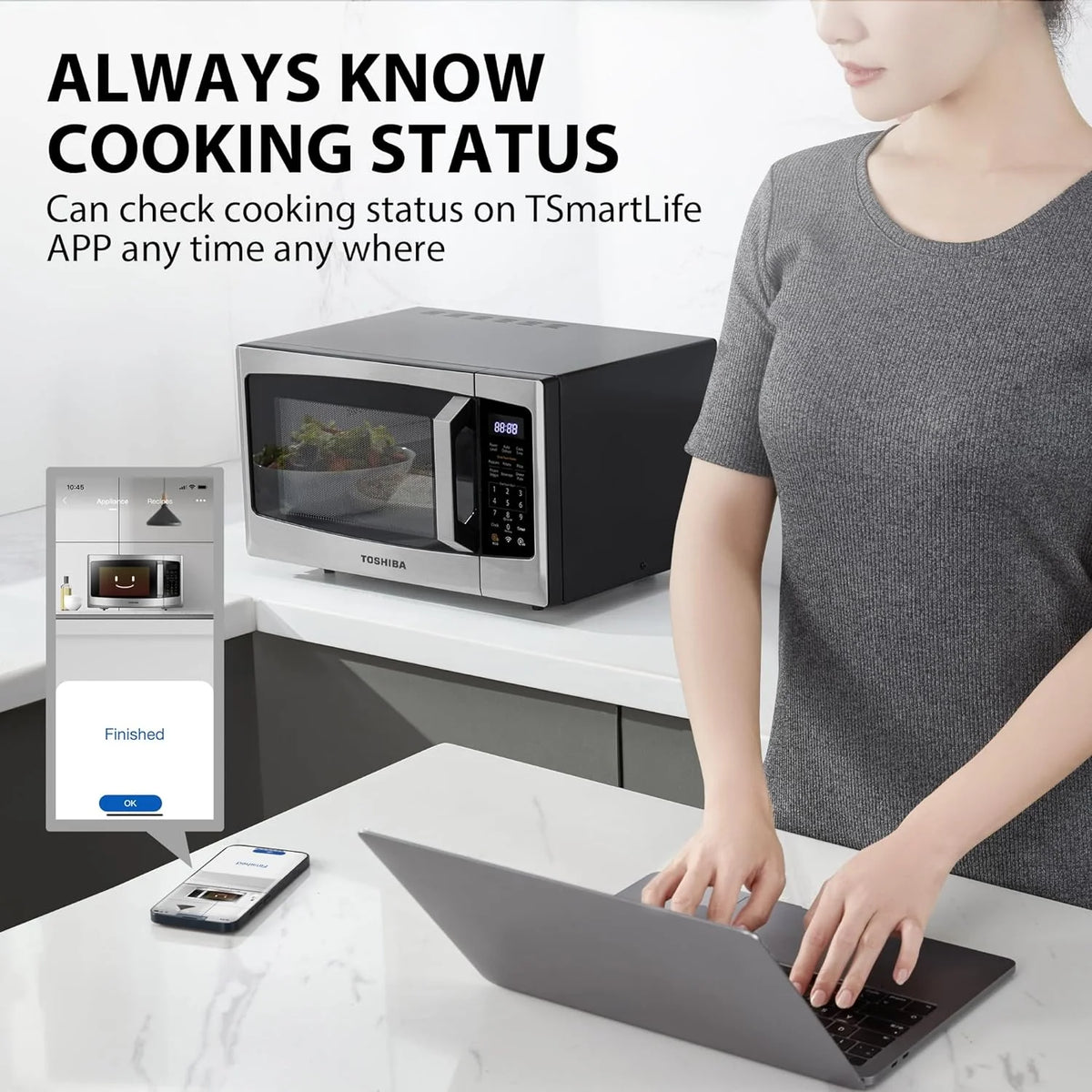 TOSHIBA 4-in-1 Countertop Microwave Oven, 1.5 Cu Ft, 1000W, Silver - ML-EC42P(SS)