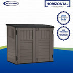 Suncast Horizontal Resin Storage Shed, 34 Cu Ft, Floor Included, Stoney Black