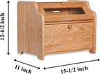 Solid Wood Oak Bread Box, Double Layer, Large Capacity, Clear Window - Nature