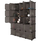 20-Cube Plastic Closet Organizer With Hanging Rod, Brown - 58 x 14.5 x 70 in