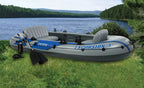 Intex Excursion 4 Inflatable Raft Set With 2 Transom Mount 8 Speed Trolling Motors