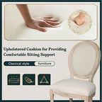 MQLIFEBOOM French Dining Chair With Oval Backrest - Linen Fabric Upholstered Solid Wood