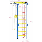 Cuoote Metal Wall Ladder Stall Bars Set With Pull-Up Bar, Climbing Rope And Gymnastic Rings - 5-In-1
