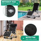 Docred Zero Gravity Folding Recliner Chair With Pad, Headrest And Cup Holder