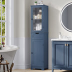 Homfa Tall Narrow Bathroom Storage Cabinet With Door And Drawer, 15.7in L x 11.8in W x 67in H, White