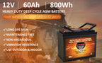 AGM Group 22 Deep Cycle Wheelchair Battery, 12V 60Ah, 2 Pack - VMAXMB96