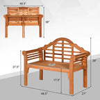 4 FT Folding Outdoor Eucalyptus Wood Bench, Natural, 2-Person - 49 in x 21 in x 38 in