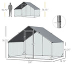 GFVCNIO Metal Coop Run With Cover, 10 x 6.5 x 6.5, Silver