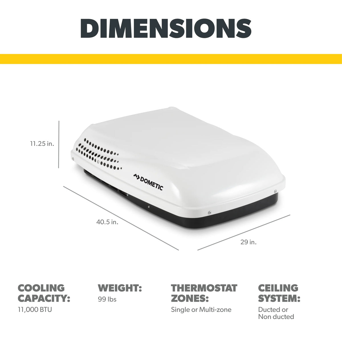Dometic Penguin II Rooftop Air Conditioner, 11000 BTU, White - PENGUIN AC PW 410A