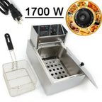 FETCOI Electric Countertop Deep Fryer, 1700W 6L Stainless Steel - Single Tank