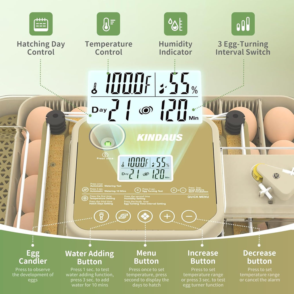 Egg Incubator With Automatic Egg Turning And Humidity Control - 48 Eggs