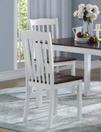 Dining Side Chairs 4pc Set White And Walnut Finish Wooden Seat