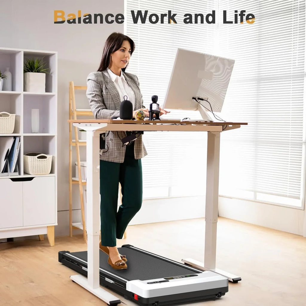 CoolHut 2 in 1 Under Desk Walking Treadmill, 2.5Hp, 300lb, 40 x 17 Inches, White