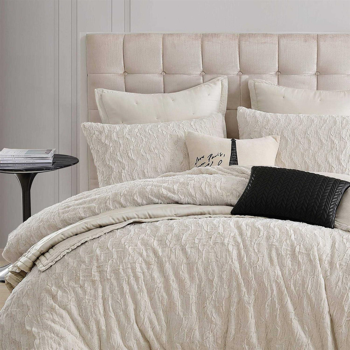 Karl Lagerfeld Paris Heavenly Faux Fur Duvet Set - Ivory