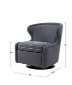 Bailey Street Home Swivel Chair, 32 inch, Dark Charcoal Gray/Antique Brass Finish - 208-Bel-4190615