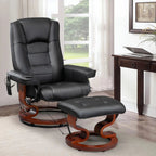 AVAWING Faux Leather Swivel Massage Recliner Chair With Ottoman - Black