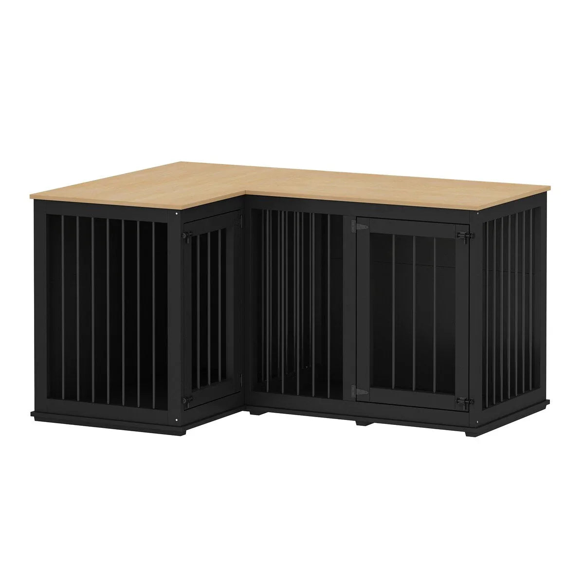 L Shape Corner Dog Crate Furniture For 2 Dogs, 58.7X41.1