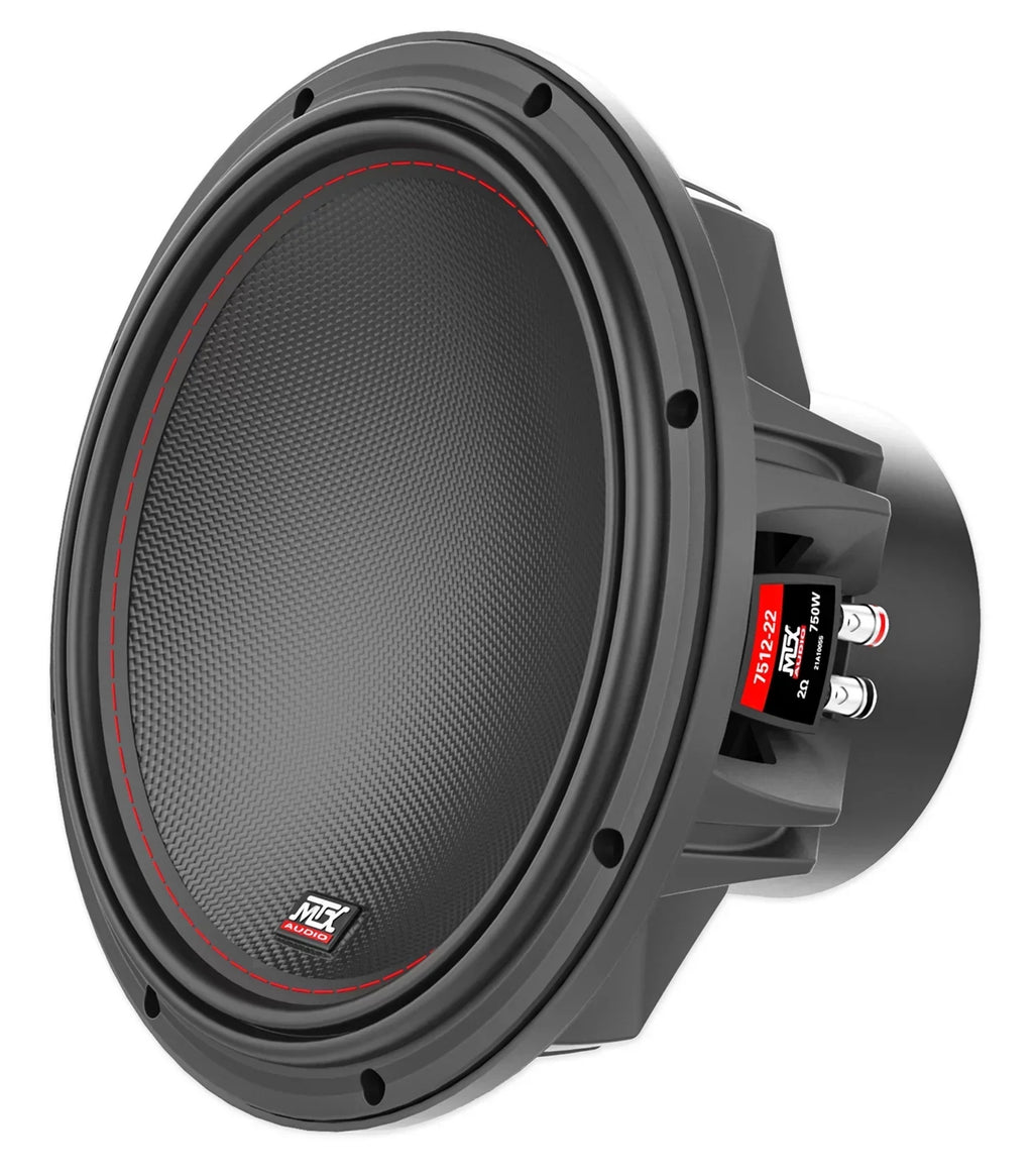 MTX 12 Inch 1500W Peak/750W RMS DVC 2 Ohm Car Subwoofer - 7512-22