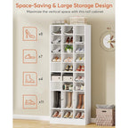 10-Tier Tall Shoe Cabinet, 30-Pair White Engineered Wood Shoe Storage Rack