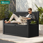 YITAHOME Outdoor Storage Bench With Armrests, 70-Gallon, Black