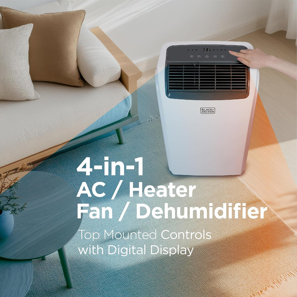 BLACK+DECKER Portable Air Conditioner 10,000 BTU for Rooms up to 450 Sq. Ft., White
