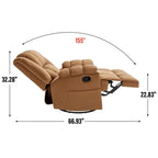 Lazy Boy Oversized Fabric Swivel Rocking Manual Recliner Chair, 37.8L*38.2W*41H, 155 Degrees