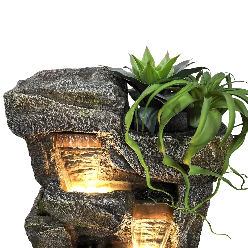 Outdoor Garden Water Fountain, 4 Tiers, 55.5 in High, Glass Fiber Reinforced Concrete