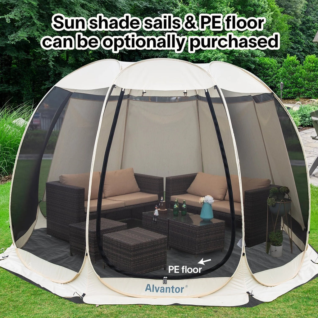 Alvantor Screen House Camping Instant Canopy 12 ft x 12 ft - Beige