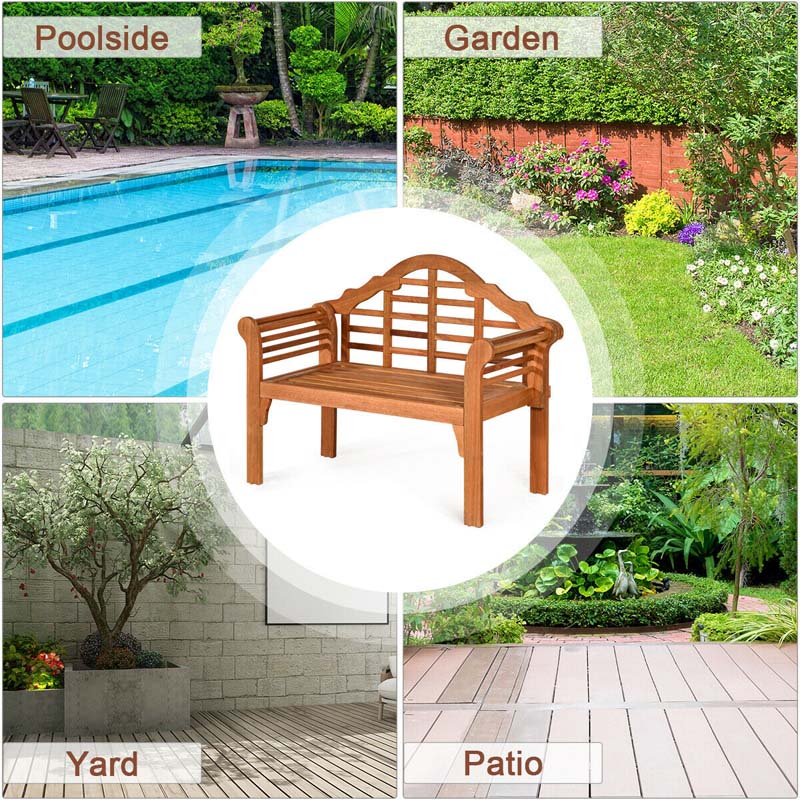4 FT Folding Outdoor Eucalyptus Wood Bench, Natural, 2-Person - 49 in x 21 in x 38 in