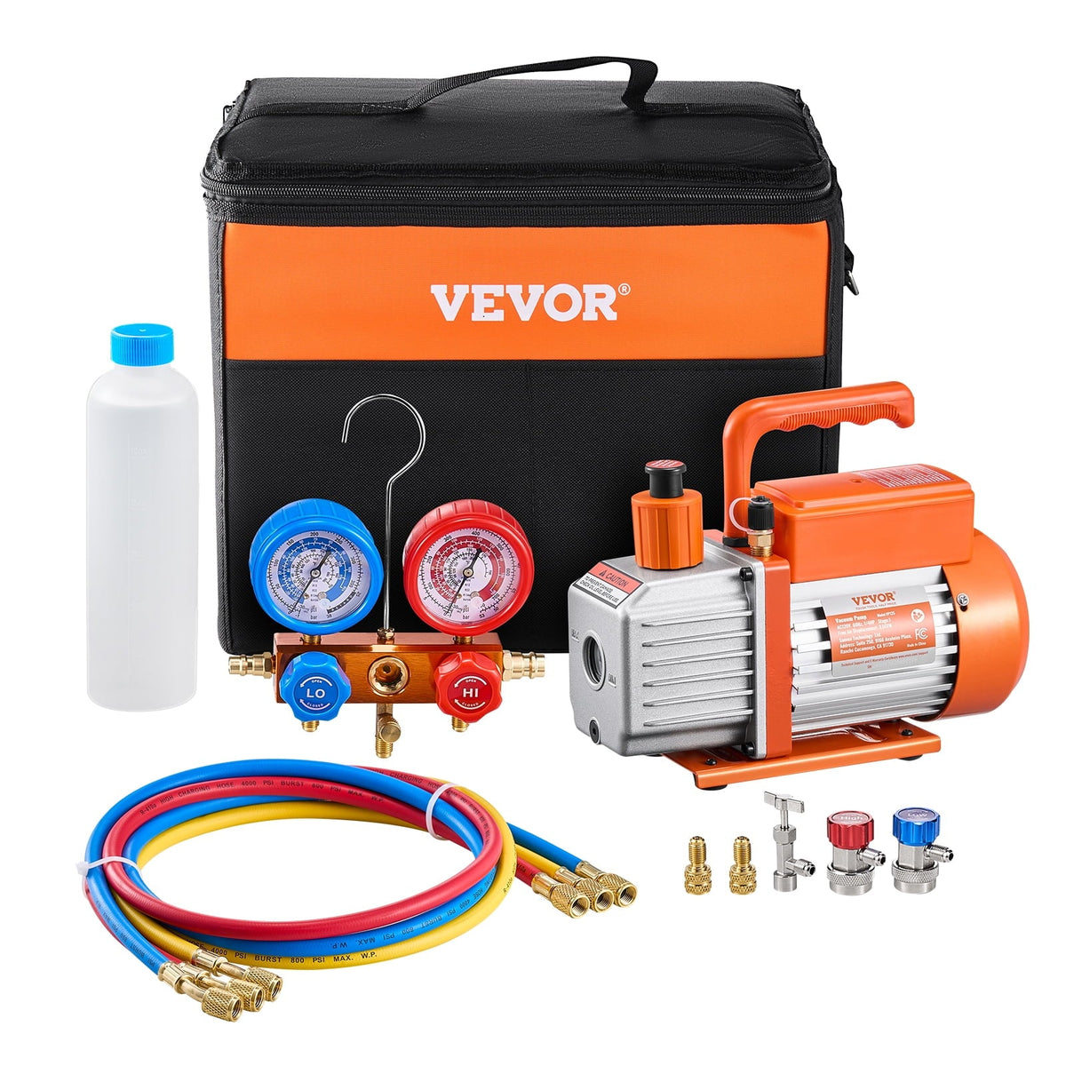 VEVOR 3.5 CFM Single-Stage AC Vacuum Pump And Manifold Gauge Set - VP125